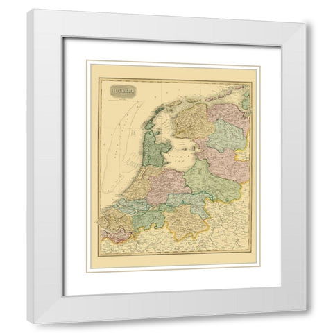 Holland Netherlands - Thomson 1814 White Modern Wood Framed Art Print with Double Matting by Thomson