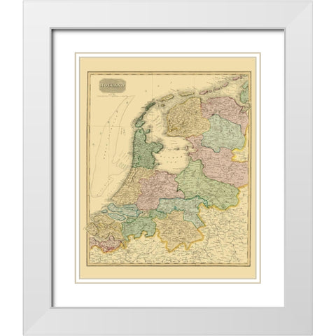 Holland Netherlands - Thomson 1814 White Modern Wood Framed Art Print with Double Matting by Thomson