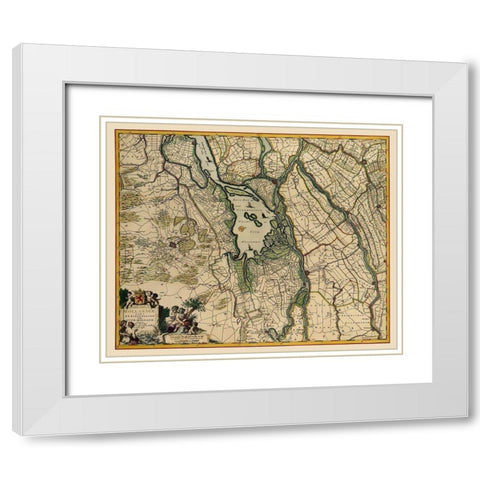 Southern Holland Netherlands - Visscher 1680 White Modern Wood Framed Art Print with Double Matting by Visscher