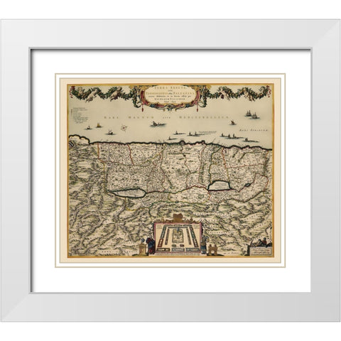Holy Land Israel - Visscher 1659 White Modern Wood Framed Art Print with Double Matting by Visscher