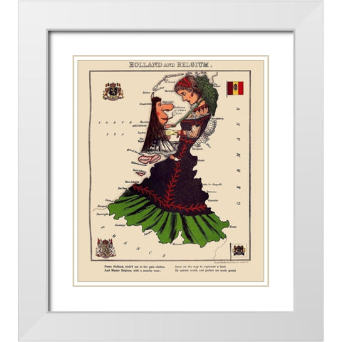 Benelux Holland Belgium - Lancaster 1869 White Modern Wood Framed Art Print with Double Matting by Lancaster