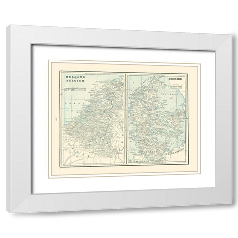 Europe Holland Belgium Denmark - Rathbun 1893 White Modern Wood Framed Art Print with Double Matting by Rathbun