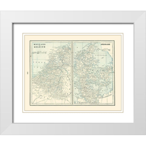 Europe Holland Belgium Denmark - Rathbun 1893 White Modern Wood Framed Art Print with Double Matting by Rathbun