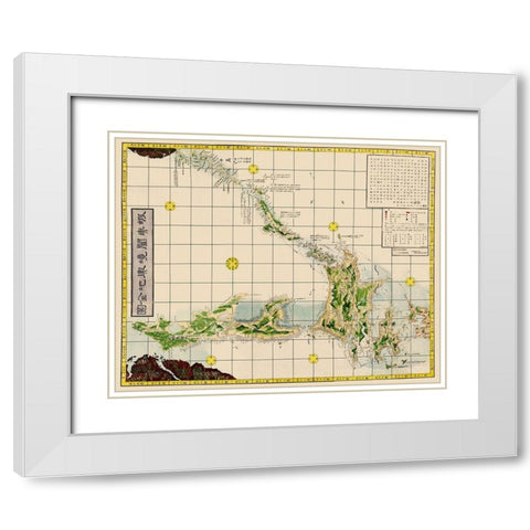 Hokaido Japan - Shukuzu 1854 White Modern Wood Framed Art Print with Double Matting by Shukuzu