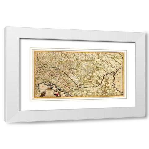 Eastern Europe Hungary - Visscher 1687 White Modern Wood Framed Art Print with Double Matting by Visscher