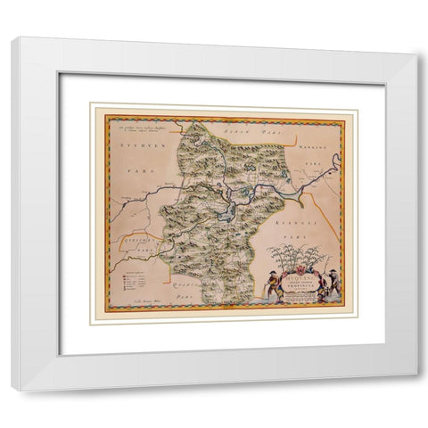 Hubei Province China - Blaeu 1655 White Modern Wood Framed Art Print with Double Matting by Blaeu