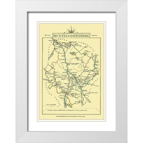 Huntingdonshire County England - Cary 1792 White Modern Wood Framed Art Print with Double Matting by Cary