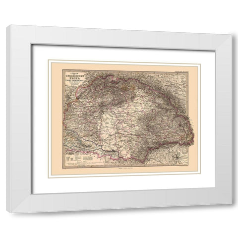 Countries of Hungarian Crown Europe - Stieler 1885 White Modern Wood Framed Art Print with Double Matting by Stieler