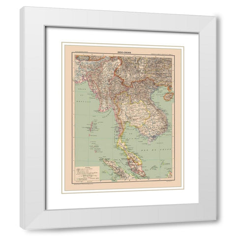 Asia Indochina - Schrader 1908 White Modern Wood Framed Art Print with Double Matting by Schrader