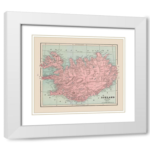Iceland - Cram 1892 White Modern Wood Framed Art Print with Double Matting by Cram