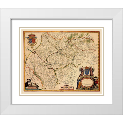 Ile de France Region France - Blaeu 1635 White Modern Wood Framed Art Print with Double Matting by Blaeu