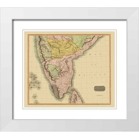 Southern Hindostan British India - Thomson 1816 White Modern Wood Framed Art Print with Double Matting by Thomson
