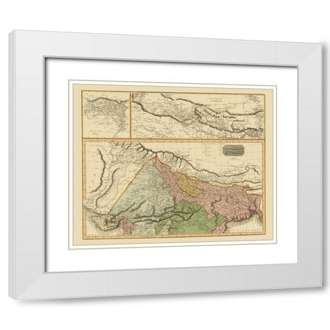 Northern Hindostan British India - Thomson 1817 White Modern Wood Framed Art Print with Double Matting by Thomson