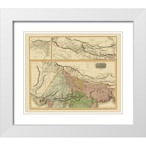 Northern Hindostan British India - Thomson 1817 White Modern Wood Framed Art Print with Double Matting by Thomson