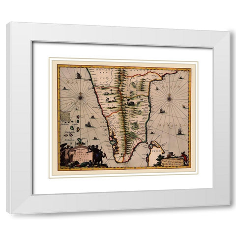 Southern India Ceylon Sri Lanka - Nieuhoff 1682 White Modern Wood Framed Art Print with Double Matting by Nieuhoff