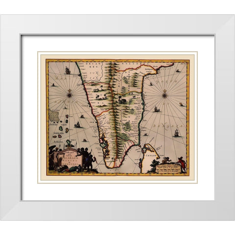 Southern India Ceylon Sri Lanka - Nieuhoff 1682 White Modern Wood Framed Art Print with Double Matting by Nieuhoff