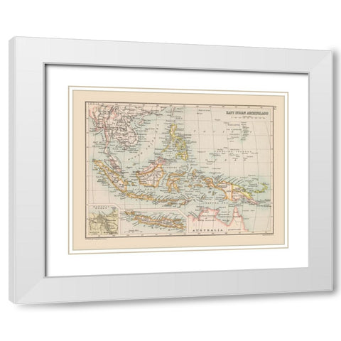 Asia Indonesia - Bartholomew 1892 White Modern Wood Framed Art Print with Double Matting by Bartholomew
