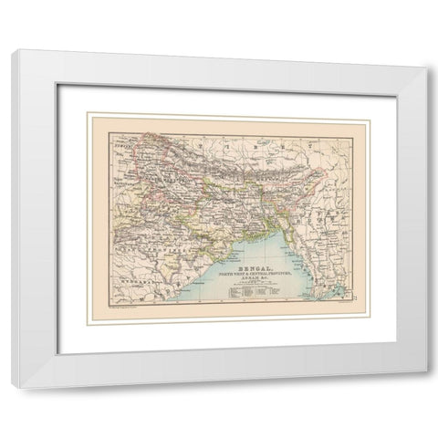 Bengal Region India - Bartholomew 1892 White Modern Wood Framed Art Print with Double Matting by Bartholomew