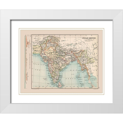 Indian Empire India Sri Lanka - Bartholomew 1892 White Modern Wood Framed Art Print with Double Matting by Bartholomew