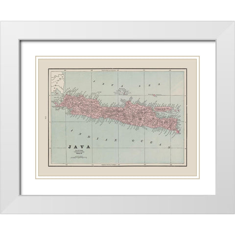 Java Indonesia Asia - Cram 1892 White Modern Wood Framed Art Print with Double Matting by Cram