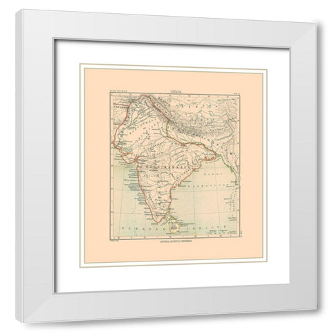 India - Perthes 1896 White Modern Wood Framed Art Print with Double Matting by Perthes
