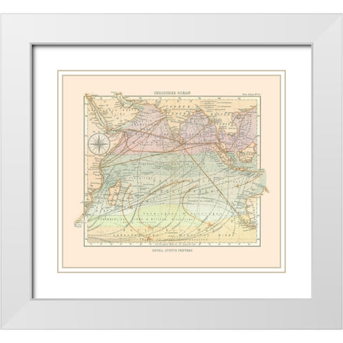 Asia Indian Ocean - Perthes 1914 White Modern Wood Framed Art Print with Double Matting by Perthes
