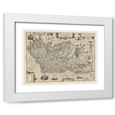 Ireland - Ortelius 1606 White Modern Wood Framed Art Print with Double Matting by Ortelius