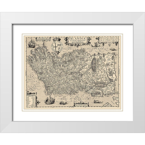 Ireland - Ortelius 1606 White Modern Wood Framed Art Print with Double Matting by Ortelius