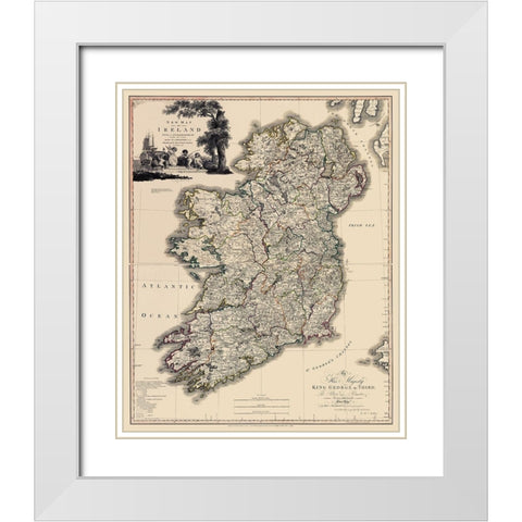 Kildare County Ireland - Beaufort 1882 White Modern Wood Framed Art Print with Double Matting by Beaufort