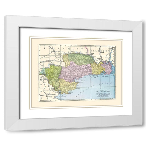 Waterford County Ireland - Bartholomew 1882 White Modern Wood Framed Art Print with Double Matting by Bartholomew