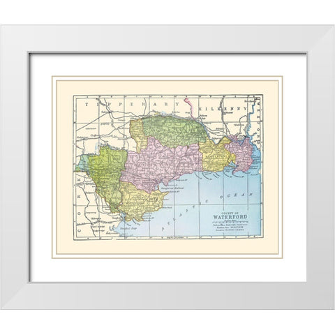 Waterford County Ireland - Bartholomew 1882 White Modern Wood Framed Art Print with Double Matting by Bartholomew