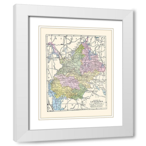 Longford County Ireland - Bartholomew 1882 White Modern Wood Framed Art Print with Double Matting by Bartholomew