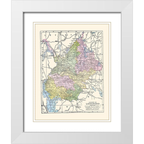 Longford County Ireland - Bartholomew 1882 White Modern Wood Framed Art Print with Double Matting by Bartholomew
