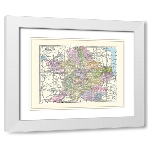 Meath County Ireland - Bartholomew 1882 White Modern Wood Framed Art Print with Double Matting by Bartholomew