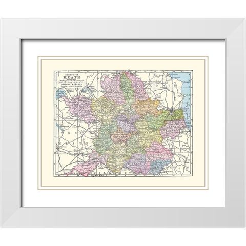 Meath County Ireland - Bartholomew 1882 White Modern Wood Framed Art Print with Double Matting by Bartholomew