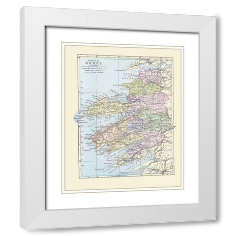 Kerry County Ireland - Bartholomew 1882 White Modern Wood Framed Art Print with Double Matting by Bartholomew