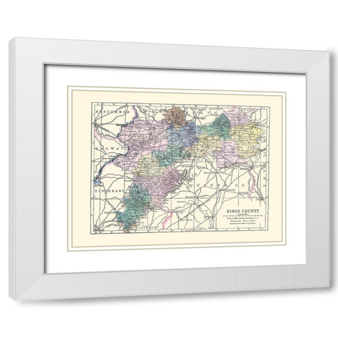 Kings County Ireland - Bartholomew 1882 White Modern Wood Framed Art Print with Double Matting by Bartholomew