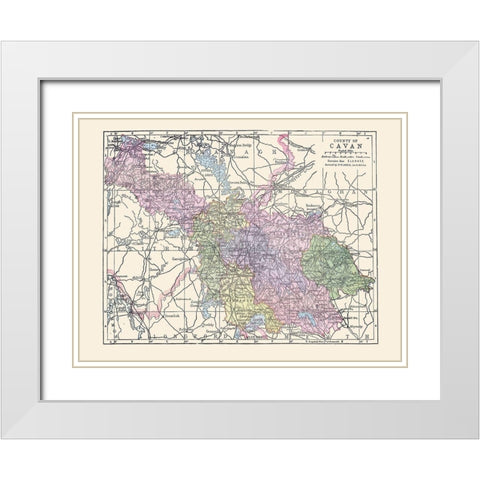 Cavan County Ireland - Bartholomew 1882 White Modern Wood Framed Art Print with Double Matting by Bartholomew