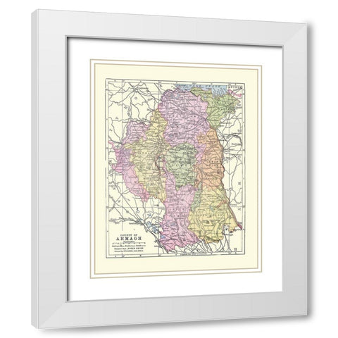 Armagh County Ireland - Bartholomew 1882 White Modern Wood Framed Art Print with Double Matting by Bartholomew