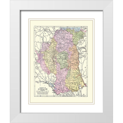 Armagh County Ireland - Bartholomew 1882 White Modern Wood Framed Art Print with Double Matting by Bartholomew