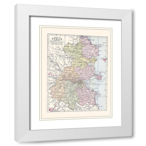 Dublin County Ireland - Bartholomew 1882 White Modern Wood Framed Art Print with Double Matting by Bartholomew