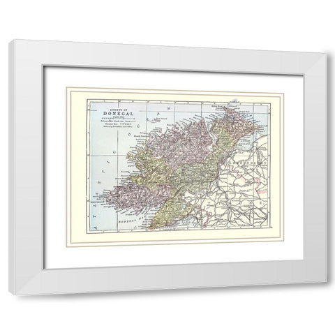 Donegal County Ireland - Bartholomew 1882 White Modern Wood Framed Art Print with Double Matting by Bartholomew