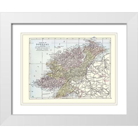 Donegal County Ireland - Bartholomew 1882 White Modern Wood Framed Art Print with Double Matting by Bartholomew