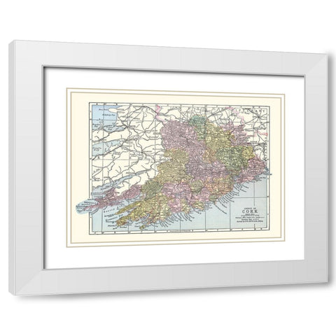 Cork County Ireland - Bartholomew 1882 White Modern Wood Framed Art Print with Double Matting by Bartholomew