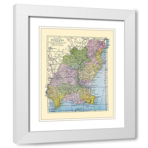 Wexford County Ireland - Bartholomew 1882 White Modern Wood Framed Art Print with Double Matting by Bartholomew