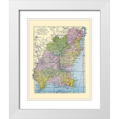 Wexford County Ireland - Bartholomew 1882 White Modern Wood Framed Art Print with Double Matting by Bartholomew