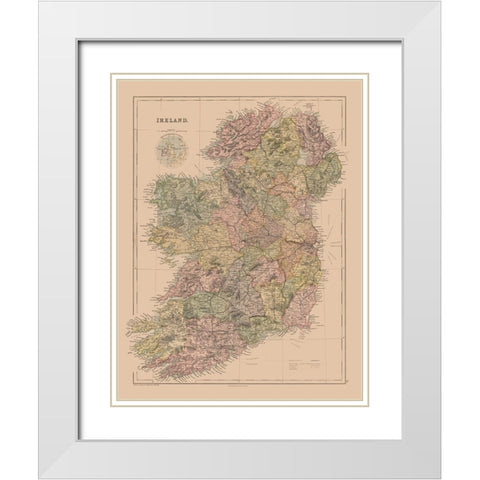 Ireland - Black 1867 White Modern Wood Framed Art Print with Double Matting by Black