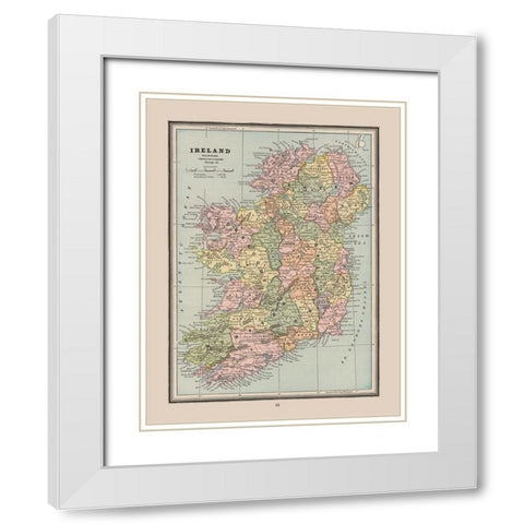 Ireland - Cram 1888 White Modern Wood Framed Art Print with Double Matting by Cram