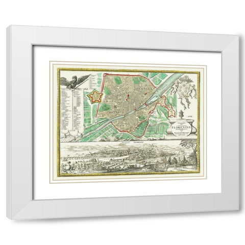 Florence Italy - Homann 1731 White Modern Wood Framed Art Print with Double Matting by Homann