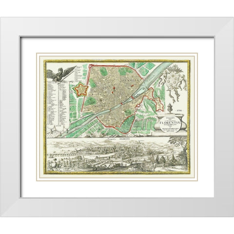 Florence Italy - Homann 1731 White Modern Wood Framed Art Print with Double Matting by Homann